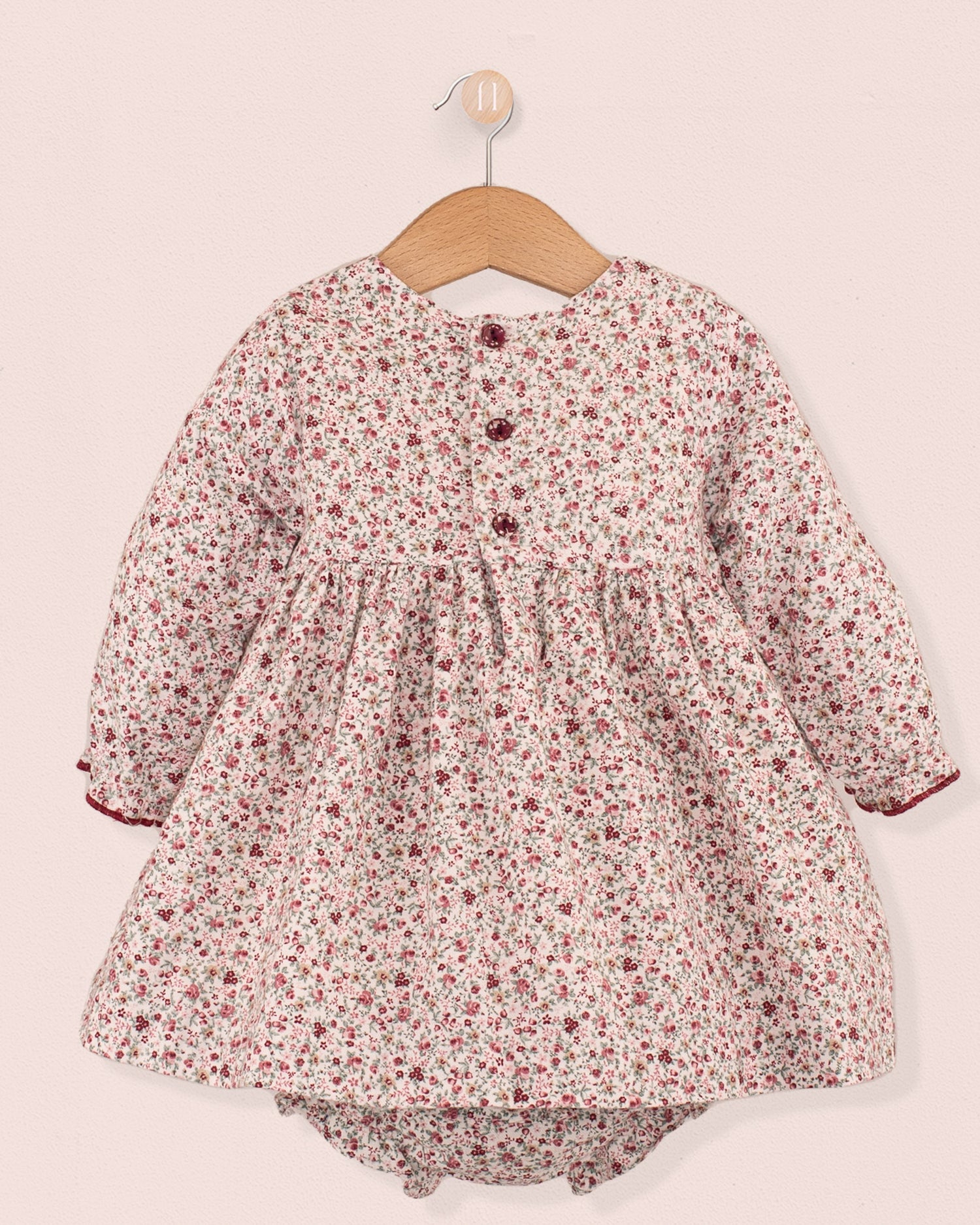 Baby Clementine Belina Deep Pink Floral Dress Set